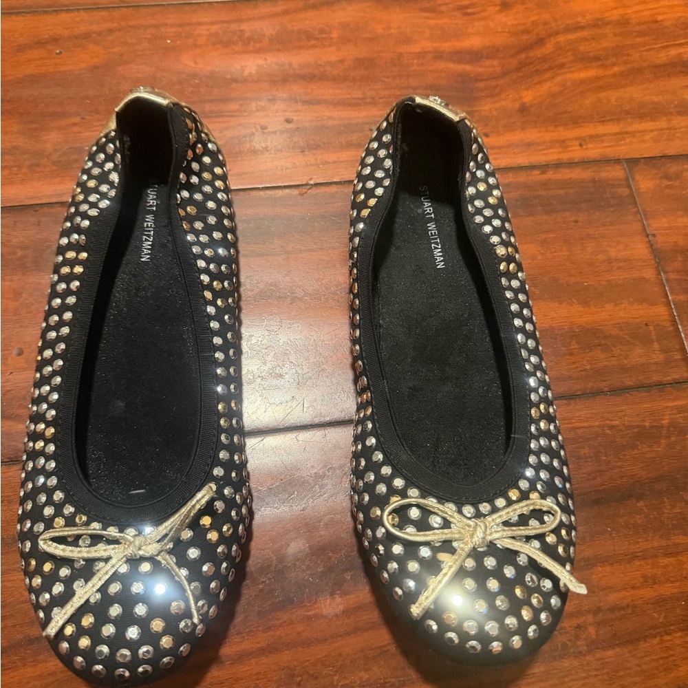Stuart Weitzman Black Studded Ballet Flats - Picture 4 of 8